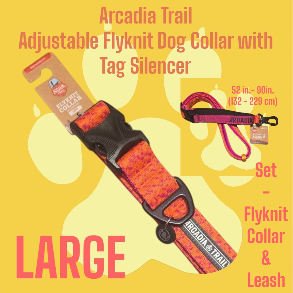 Arcadia Trail Adjustable Flyknit Dog Collar and Leash Set